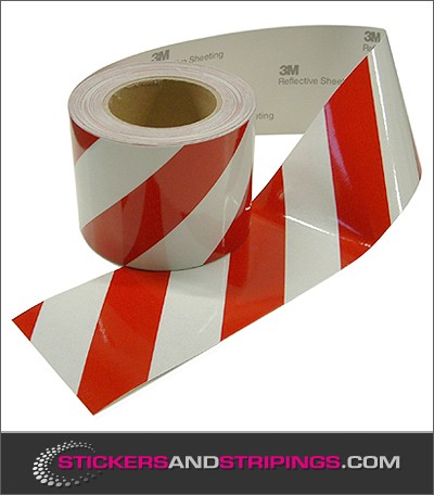 bedrag strijd serveerster Reflecterende Tape Rood-Wit Rechts 100 mm breed | StickersAndStripings.com